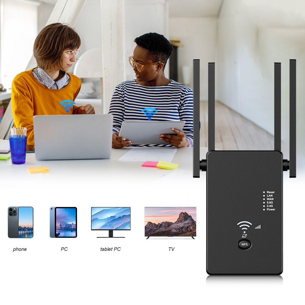 1200mbps Wifi Amplifier Repeater 2.4/5.8ghz AC1200M Signal