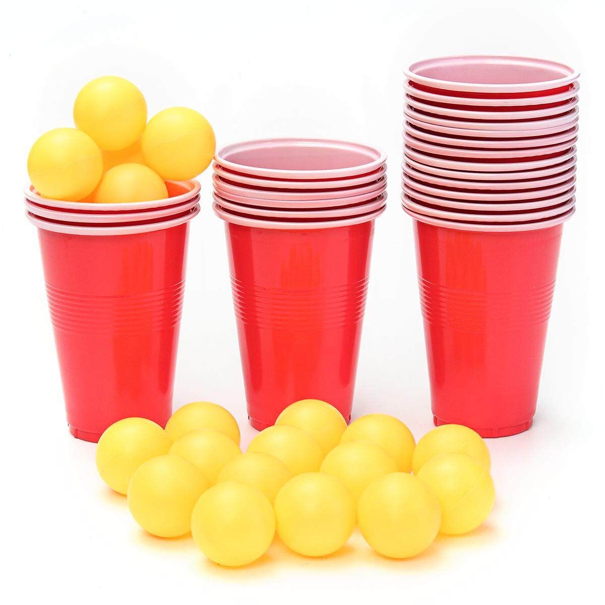 PONG Pub Party Fun Drinking Game 24 450mL Cups And 24 Ping Pong Balls