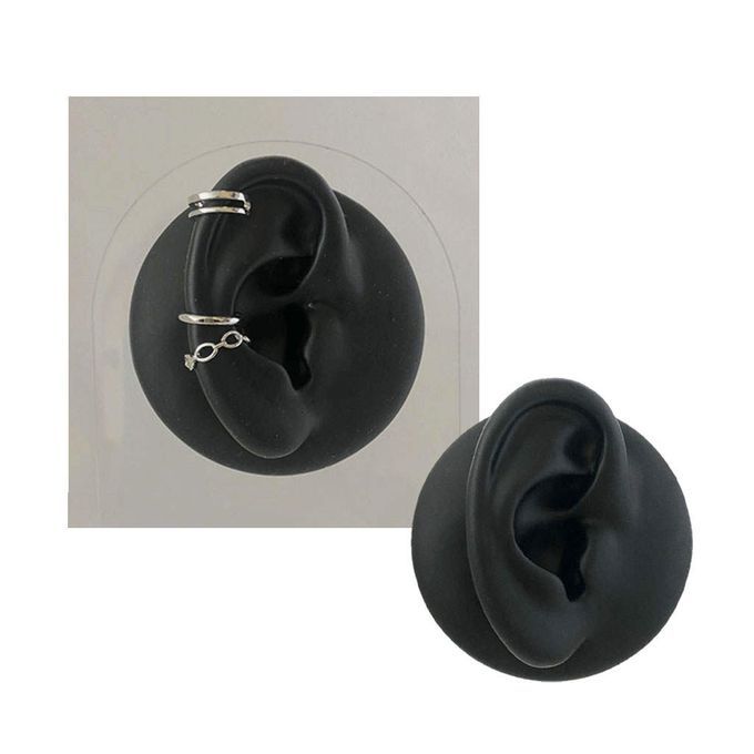 Simulation Ear Model Silicone Black For Jewelry Right Ear Black