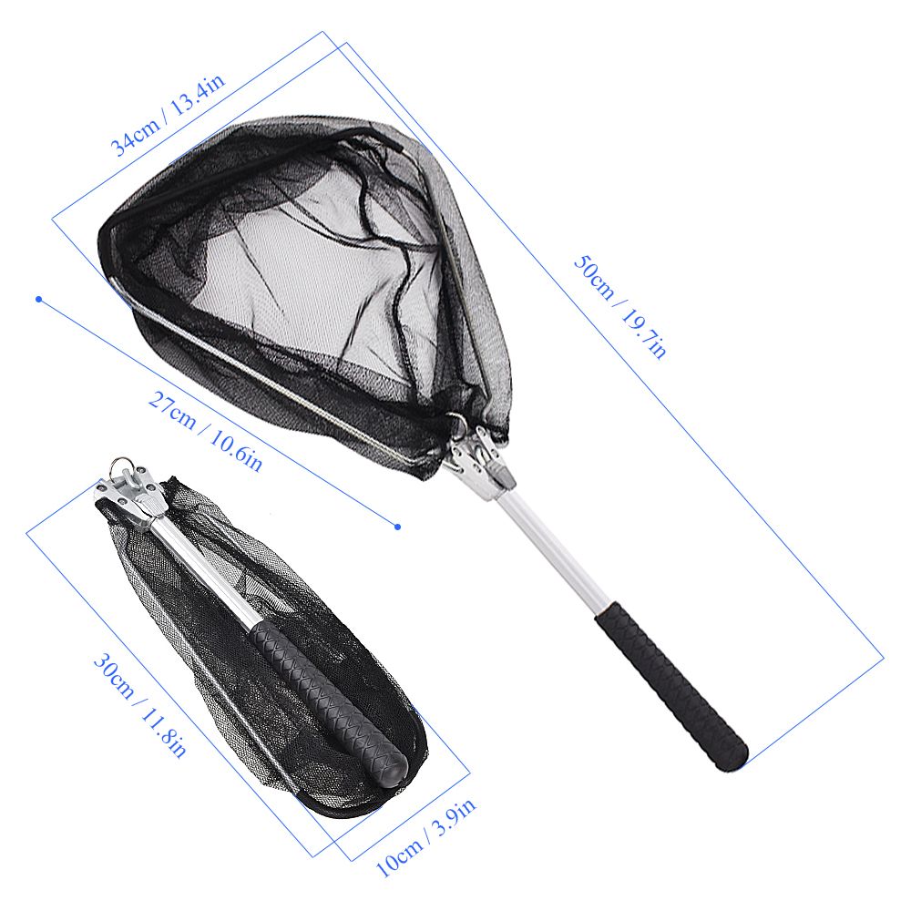 Folding Fish Landing Net Collapsible Triangular Fly Fishing