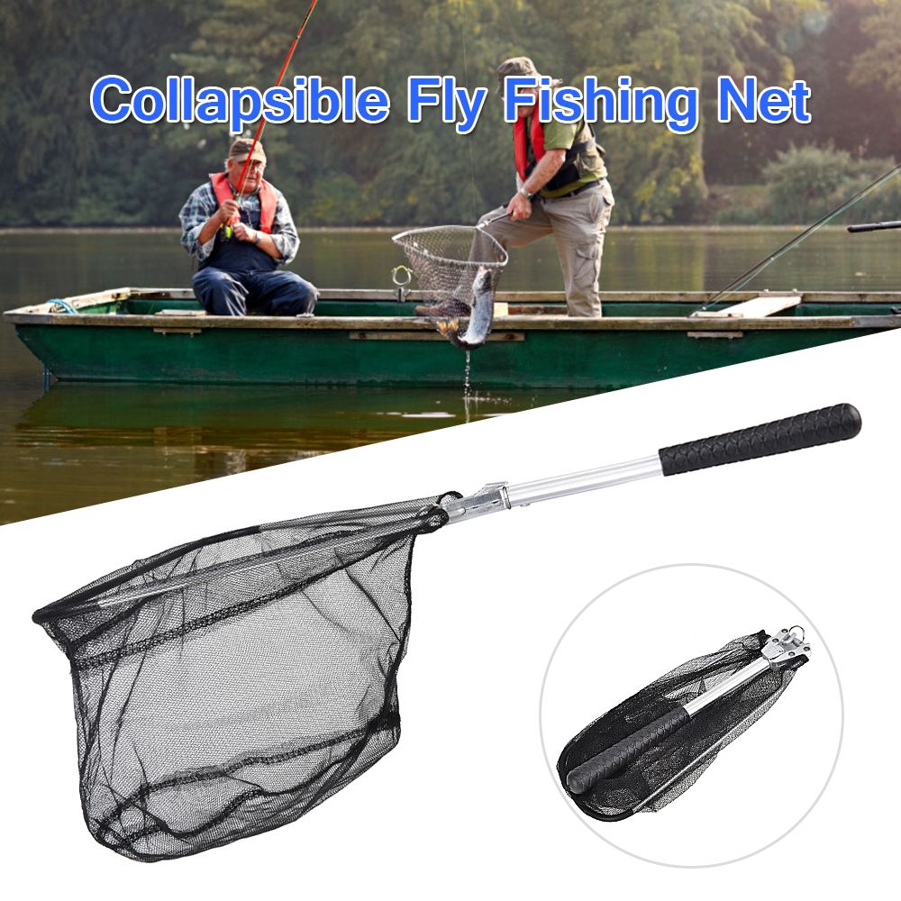 Folding Fish Landing Net Collapsible Triangular Fly Fishing