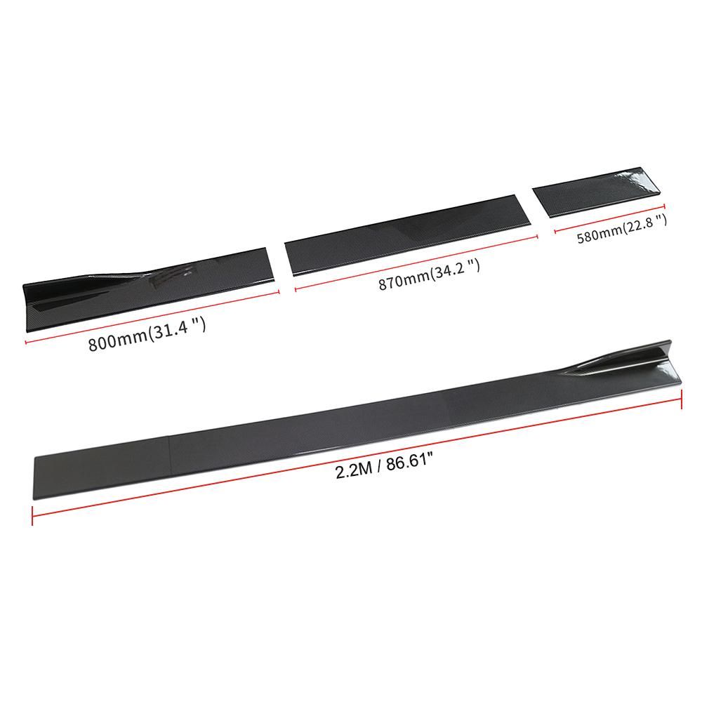 Car Side Skirt Extensions Rocker 2.2M Universal Splitters Diffuser Lips Side Skirt Black