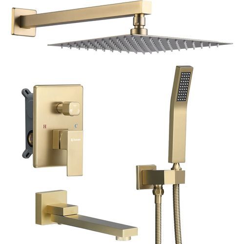 DASAN Tub Shower Faucets Sets Complete Brushed Gold Bathtub