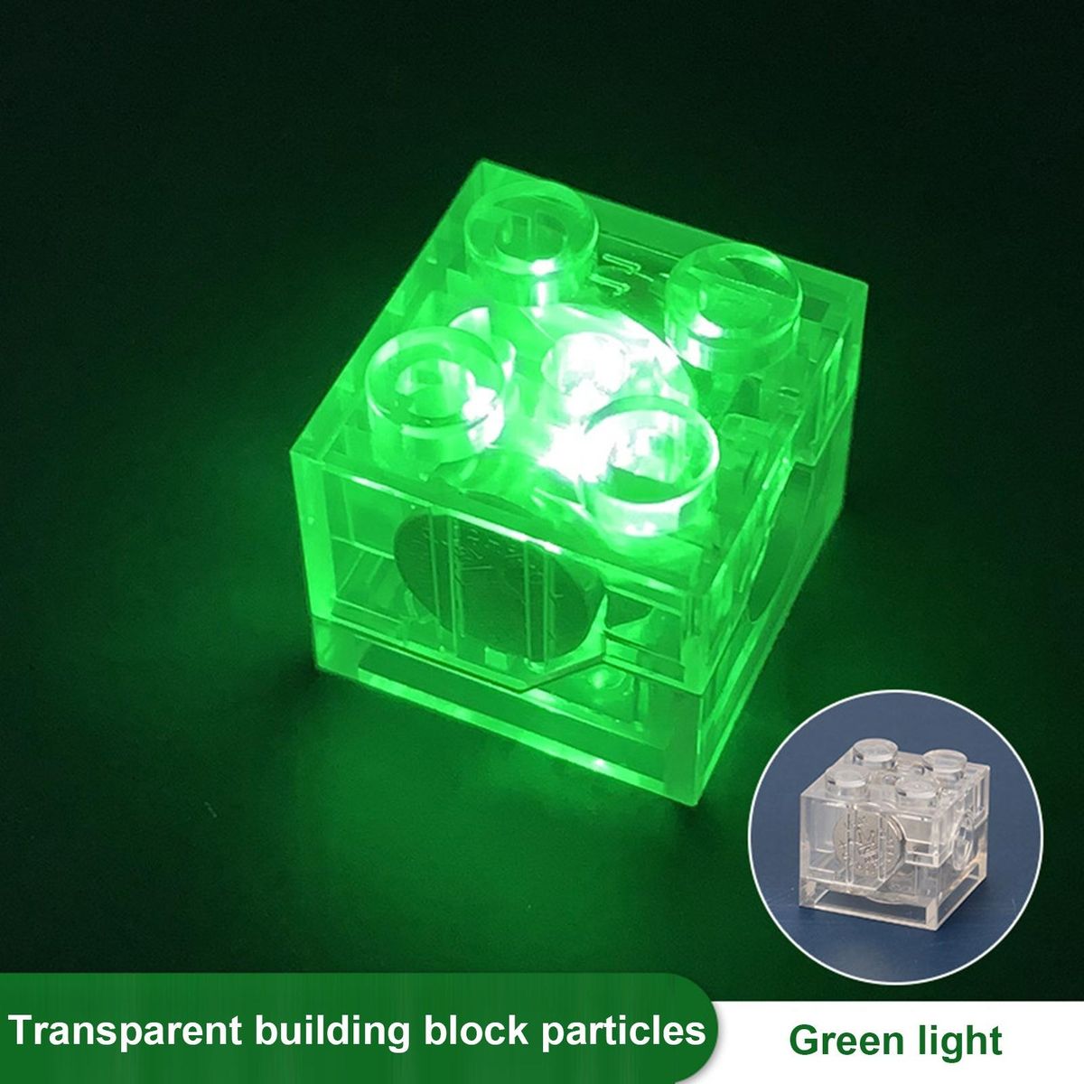 Building Block Toy Light Up Building Block Brick Green
