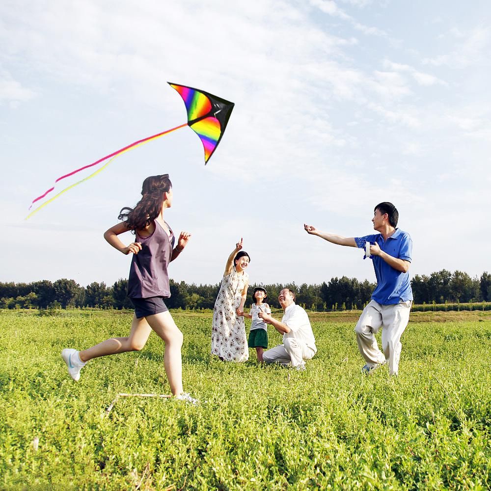 Colorful Delta Kite Easy to Fly Kite Single Line Beach Kite with 30m String for Kids Adults Beginners