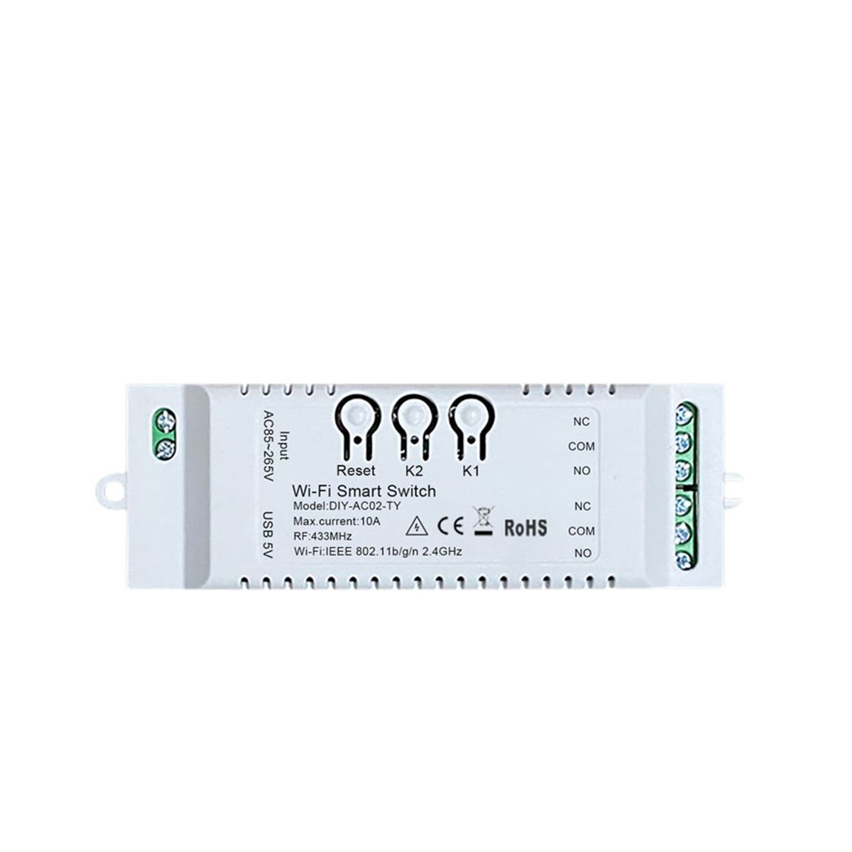 2CH Tuya WiFi Smart Switch DIY Timer 85-265V 5V 2.4G WiFi