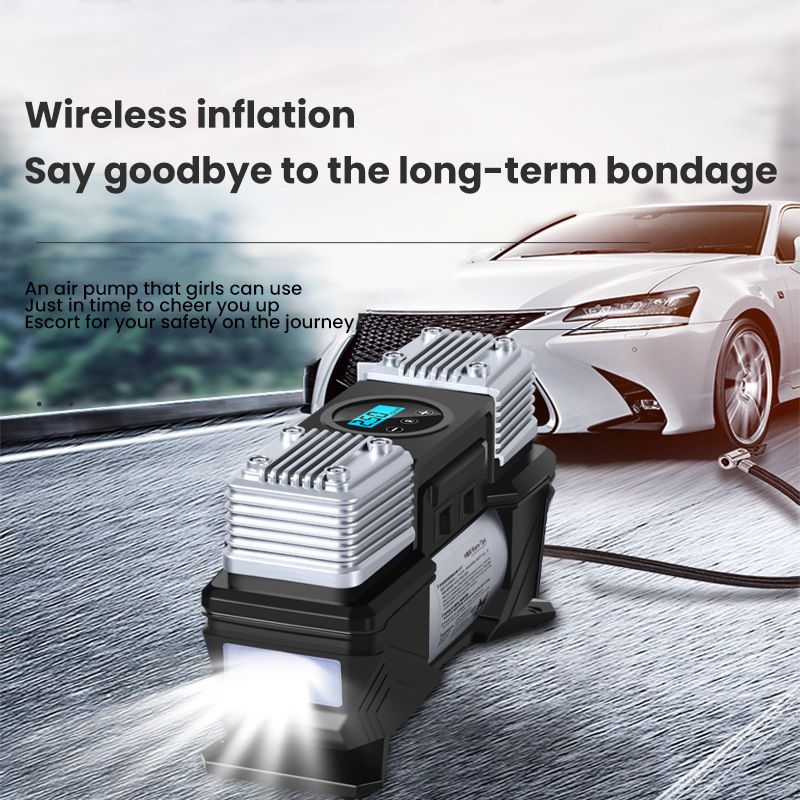 12V 180W Double Cylinder High Pressure Car Air Pump Electric Digital Inflator Pump Tire Inflator Compressor Auto Tyre Air Pump