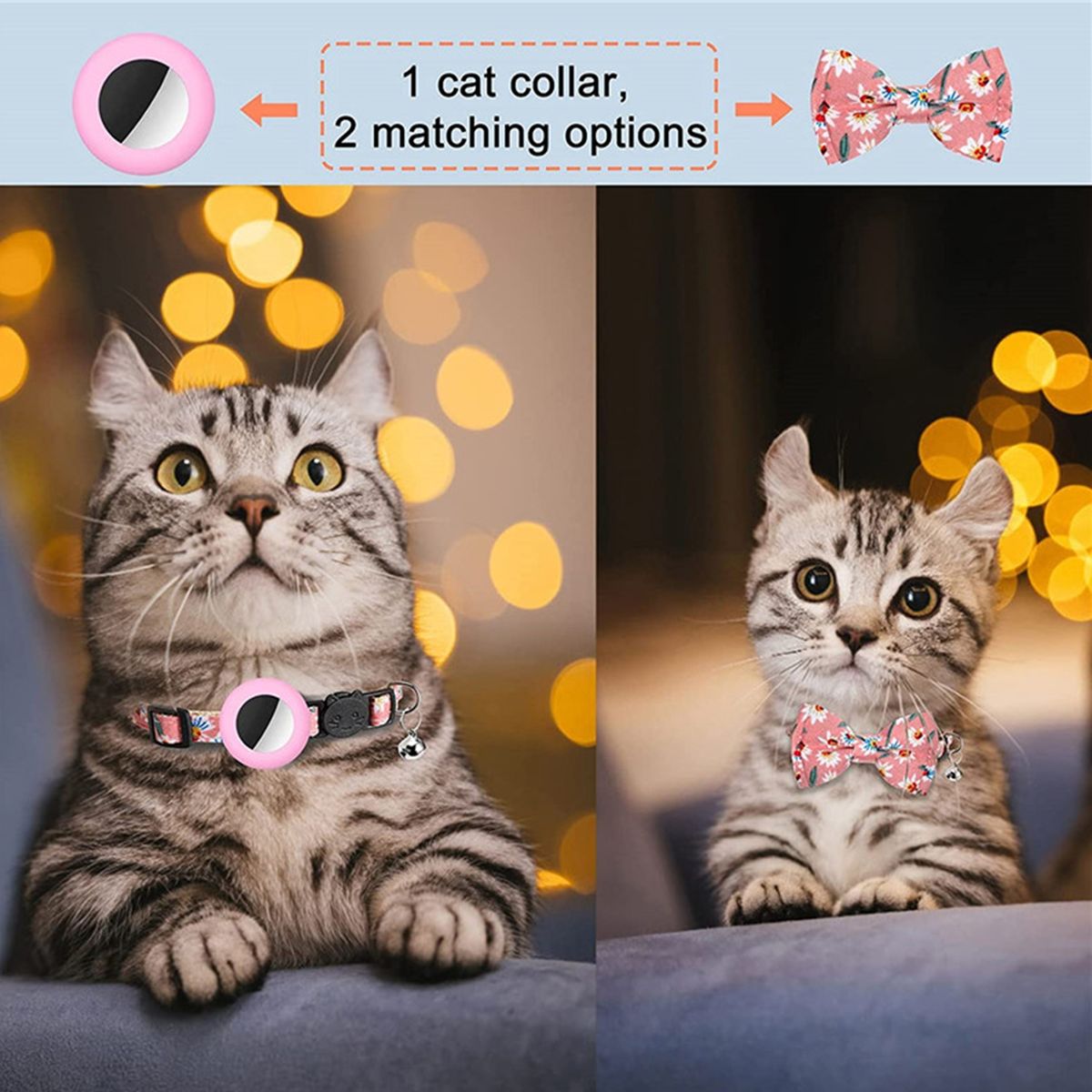 Puppy Neck Strap Anti-lost Animal Safety Dog Cat Floral Print Collar Pink