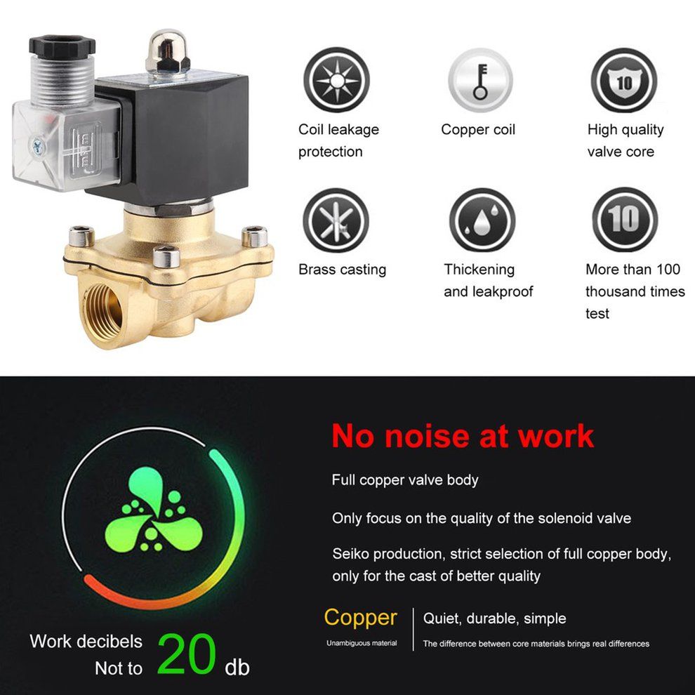 TB 1/2 Inch AC 220V Square Coil Pure Copper Direct Acting Great Solenoid Valve