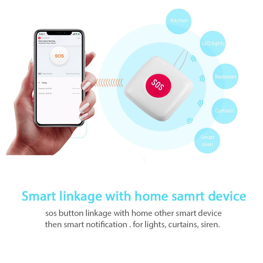 Tuya Zigbee Wireless Remote Call Button SOS/Emergency Button