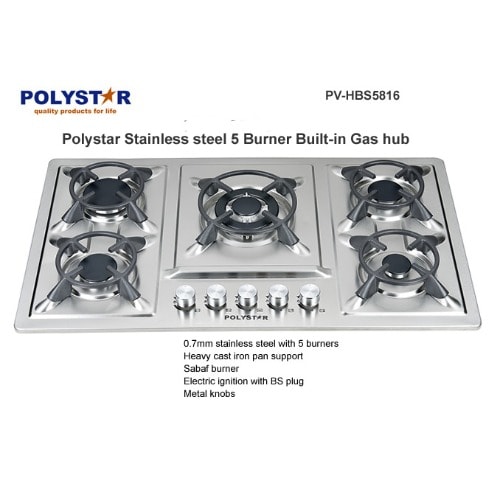 Stainless Steel 5 Built In Hob Glass Gas Cooker Pv-hbs5816