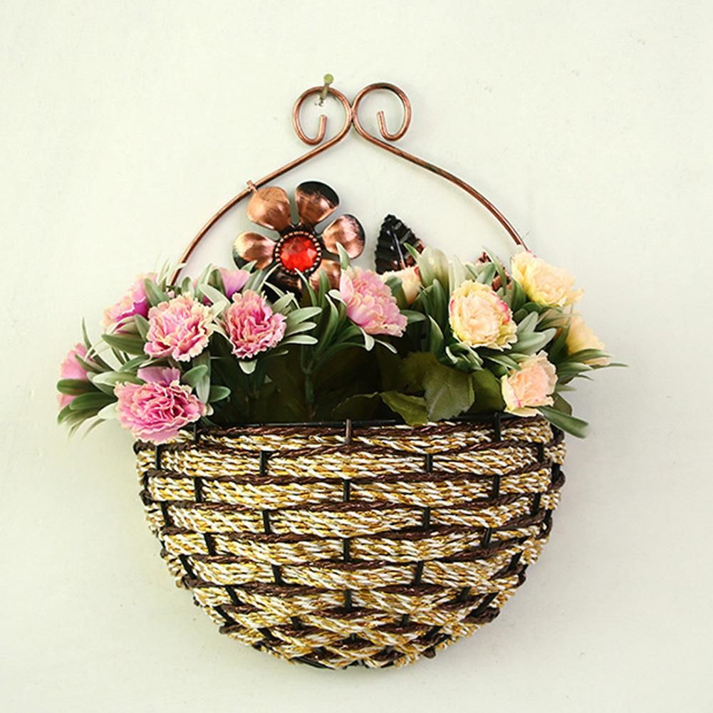 European-style Iron Art Rope Artificial Wall Hanging Flower Green Plant Basket Wall Hanging Flower Pot