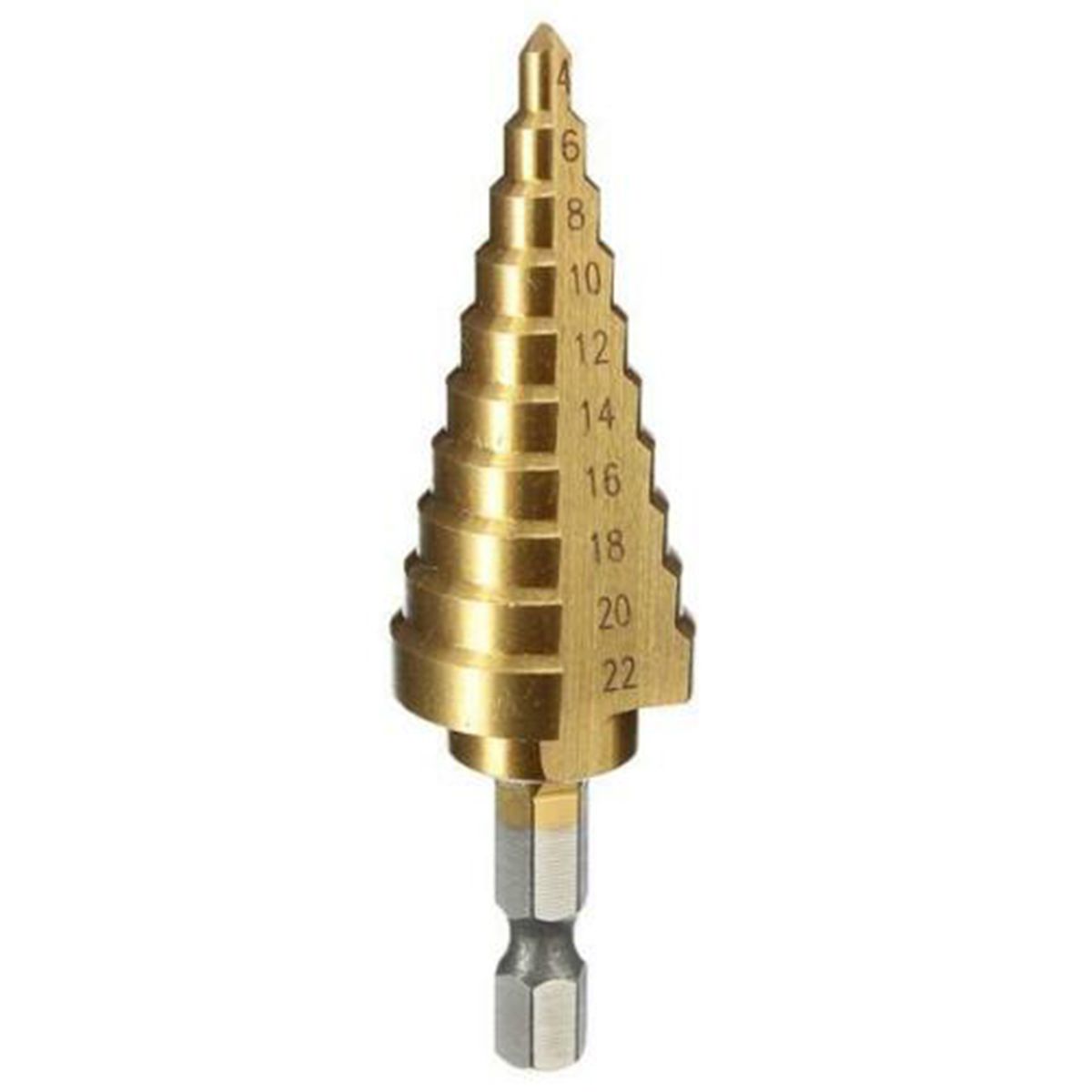 1Pc High-speed Steel Step Cone Dril Bit 4-22MM HSS Hexagonal