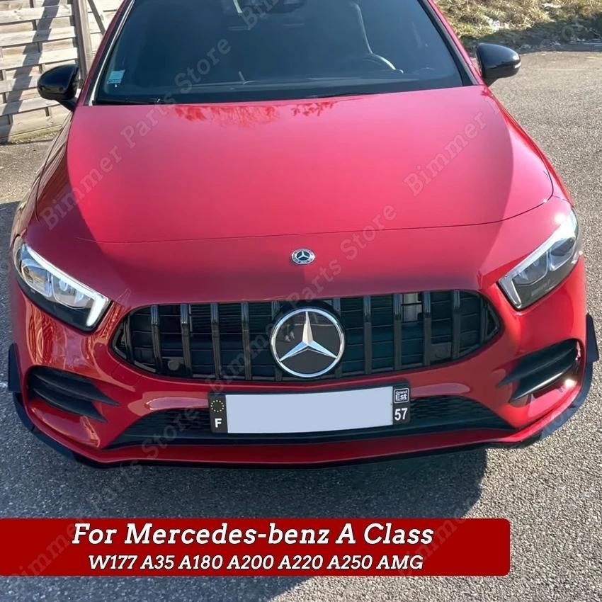 3pcs Car Front Lower Bumper Lip Splitter Canard Trim For Mercedes-benz A Cl V177 W177 A35 A180 A200 A220 A2 AMG 2019-2022