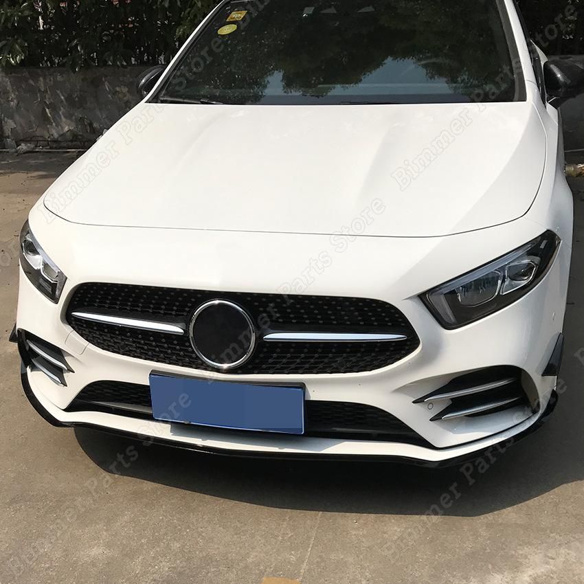 3pcs Car Front Lower Bumper Lip Splitter Canard Trim For Mercedes-benz A Cl V177 W177 A35 A180 A200 A220 A2 AMG 2019-2022