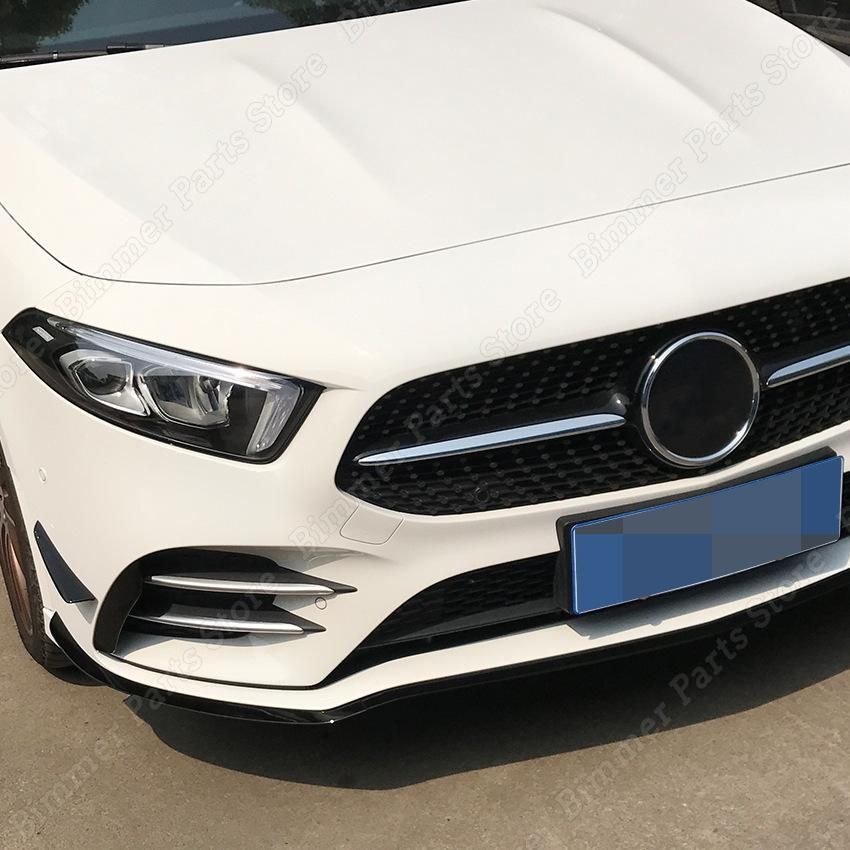 3pcs Car Front Lower Bumper Lip Splitter Canard Trim For Mercedes-benz A Cl V177 W177 A35 A180 A200 A220 A2 AMG 2019-2022