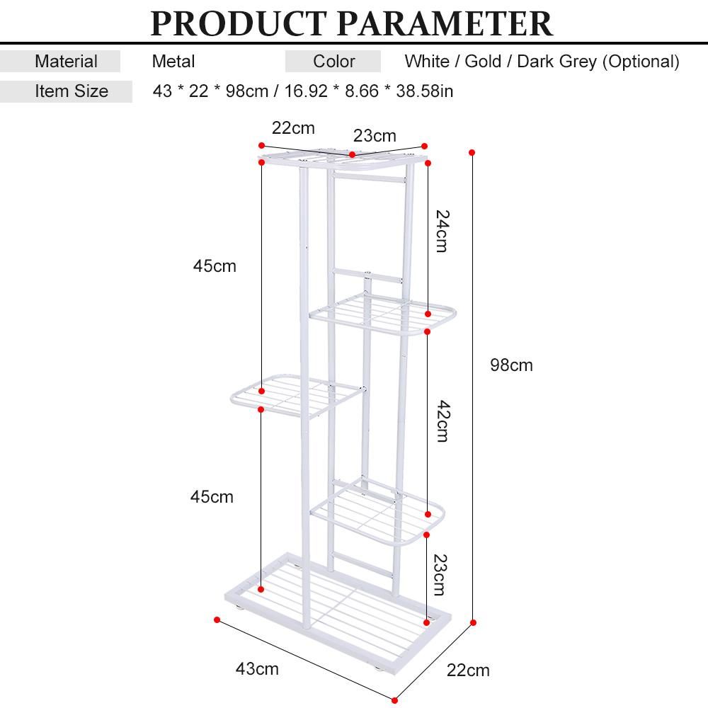 5-Tier Display Shelf Flower Pots Rack Plant Stand Potting Ladder Planter Stand Heavy Duty Storage Shelving Rack for Potted Plants