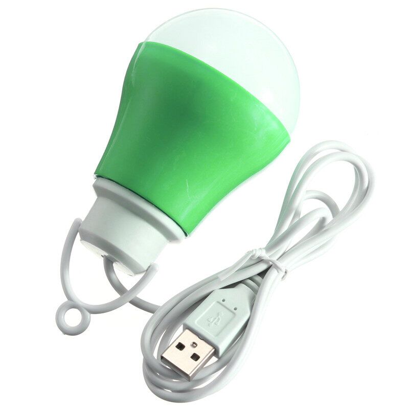 USB Led Ampoule Bulb Globe 500LM Pour Banque Batterie PC Portable Camping 5W 5V Light Green Light Green