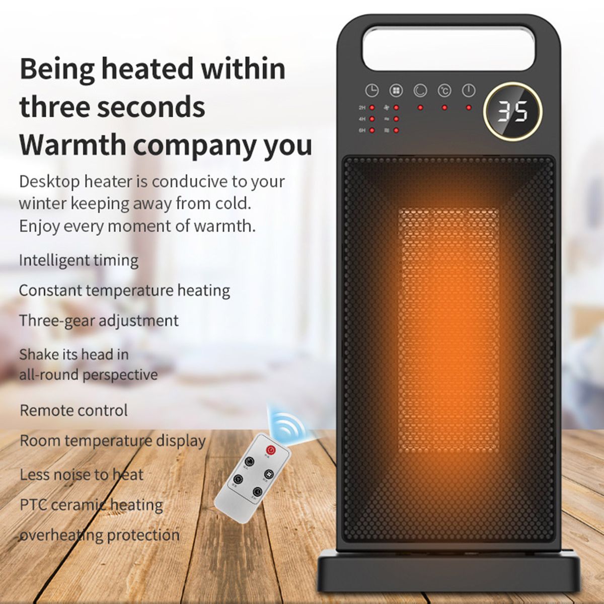 PTC Heating Electric Heater Touch Screen Remote Control