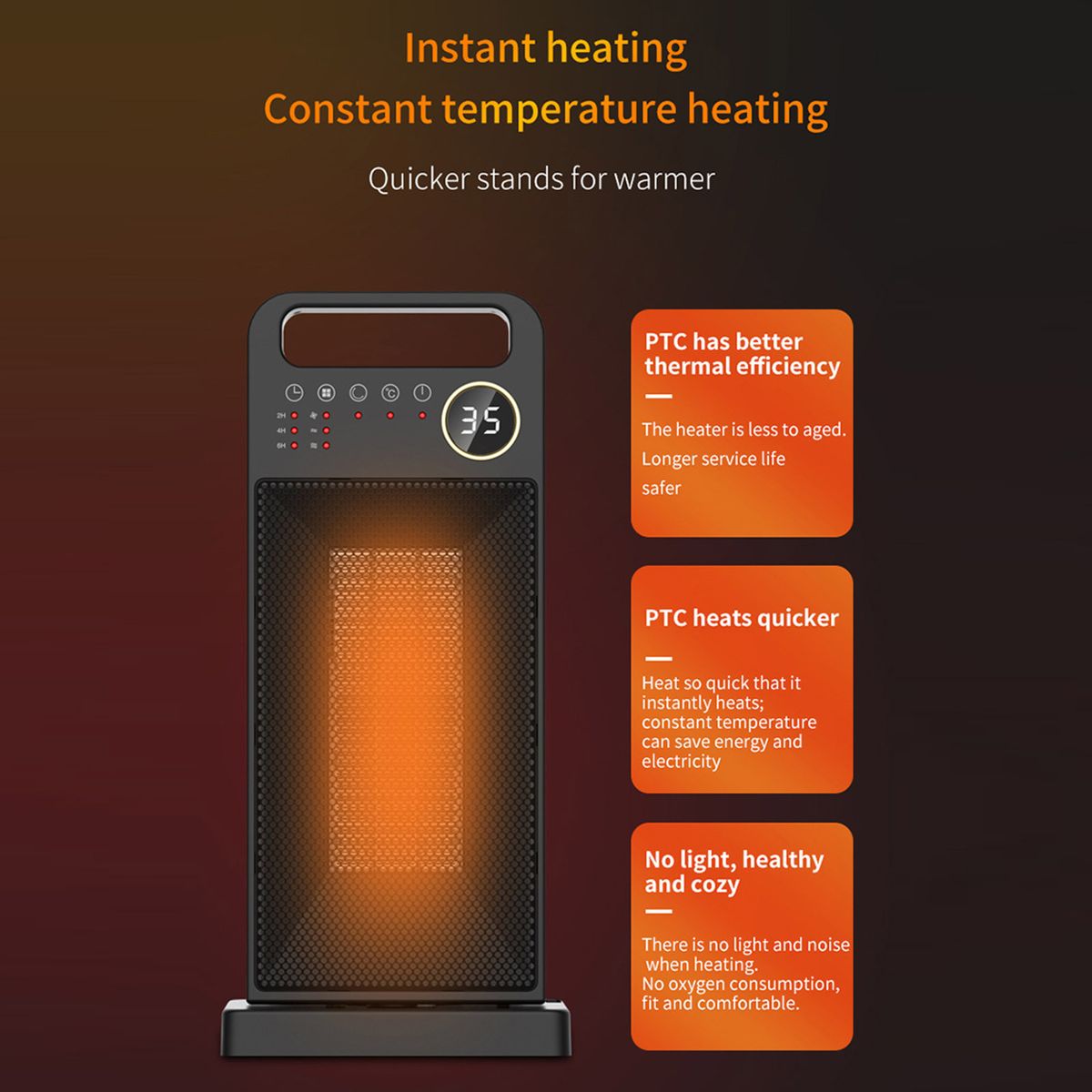 PTC Heating Electric Heater Touch Screen Remote Control