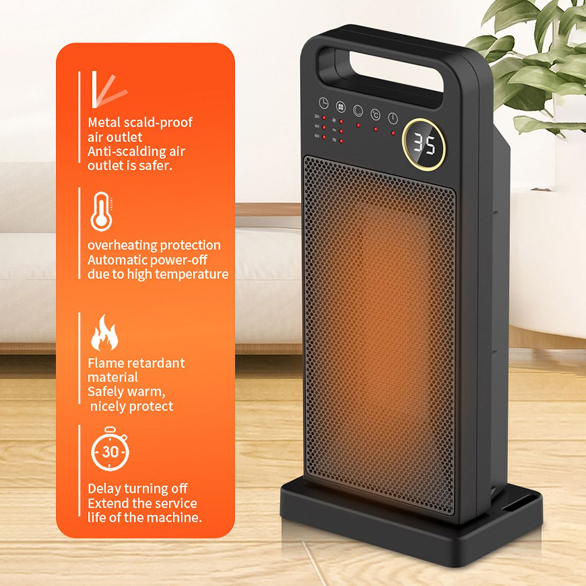 PTC Heating Electric Heater Touch Screen Remote Control
