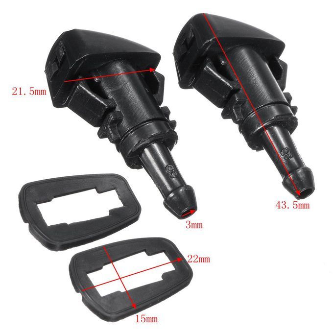 2Pcs Front Windshield Washer Sprayer Nozzles With 2 Gaskets