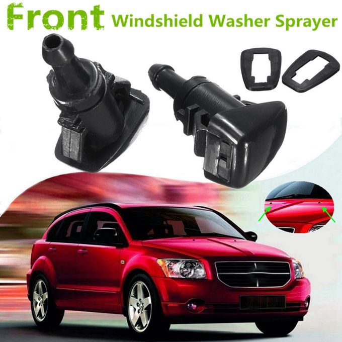 2Pcs Front Windshield Washer Sprayer Nozzles With 2 Gaskets