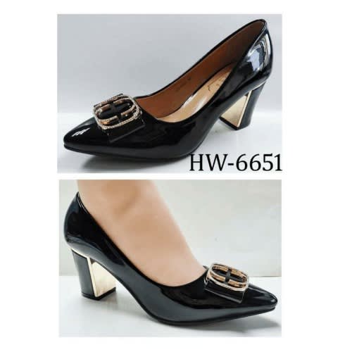 Block Heel Ladies Patent Leather Office Shoe