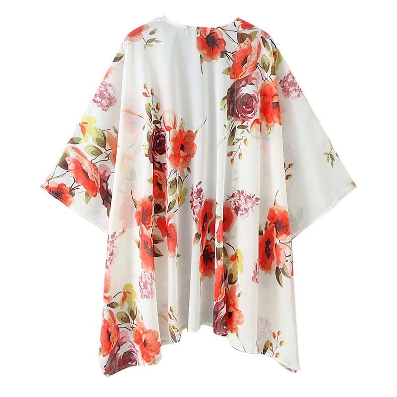 New Women Chiffon Kimono Cardigan Beach Cover Up Floral