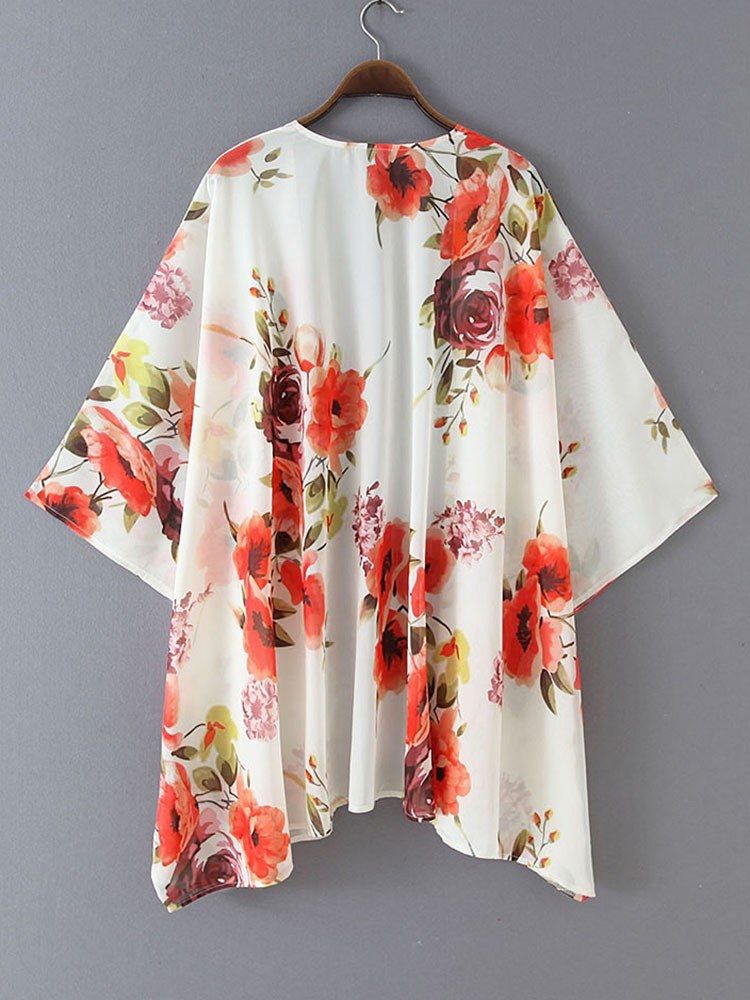 New Women Chiffon Kimono Cardigan Beach Cover Up Floral