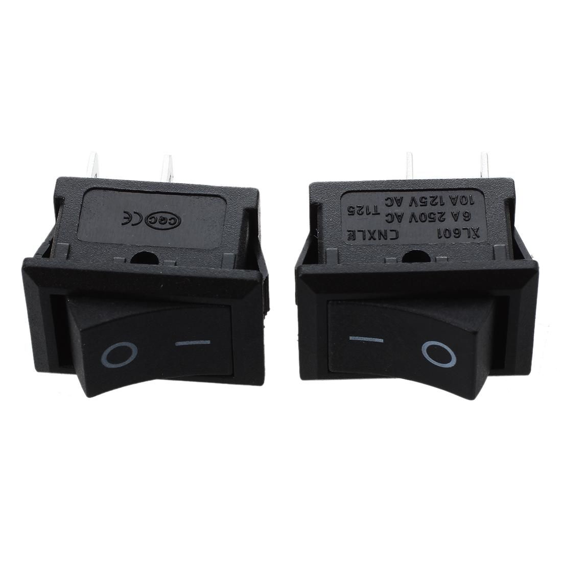 2 Pcs AC 6A/250V 10A/125V 2 Pin 2 Position ON/OFF Rocker Swi