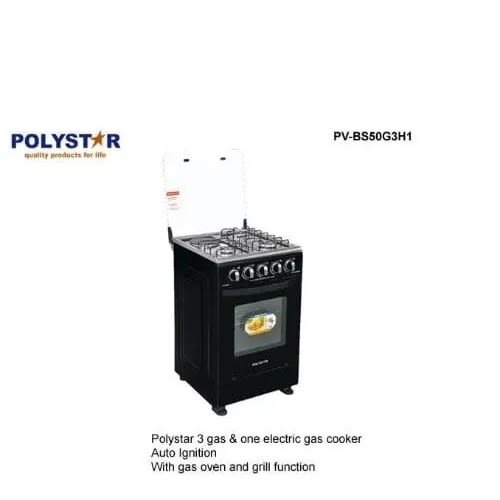 3 Burner + 1 Hotplate Gas Cooker With Grill Pv-hbs50g3h1