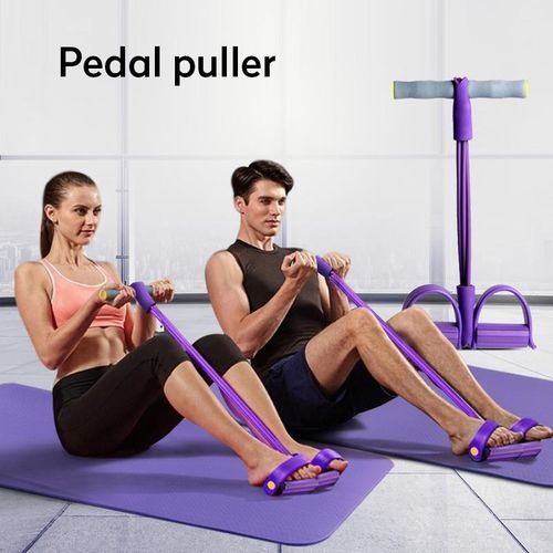 4 Resistance Bands Fitness Elastic Pull Ropes Exerciser Rower Belly Sport