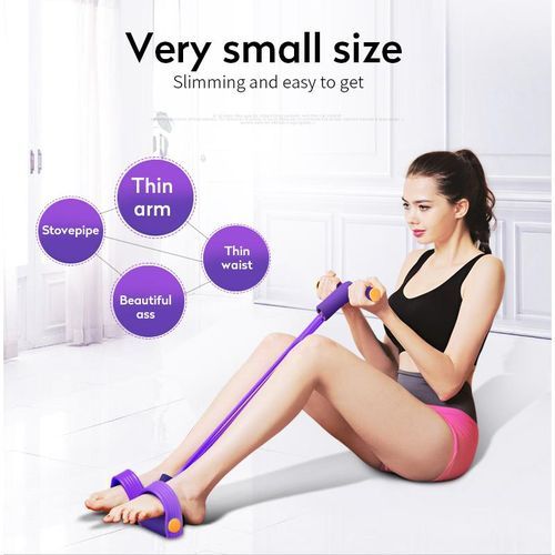 4 Resistance Bands Fitness Elastic Pull Ropes Exerciser Rower Belly Sport