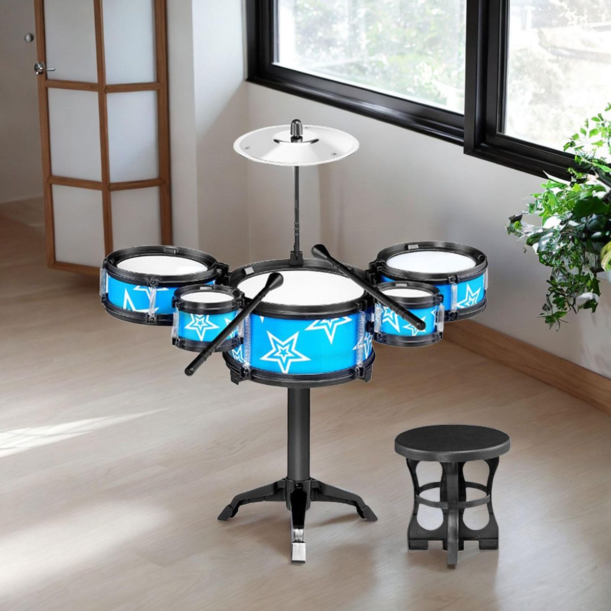 Simulation Drum Sets Preschool Learning Toys Blue With