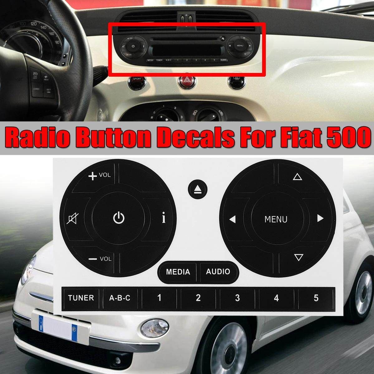Radio Stereo Media Audio Worn Peeling Button Repair Decal Sticker For Fiat 500
