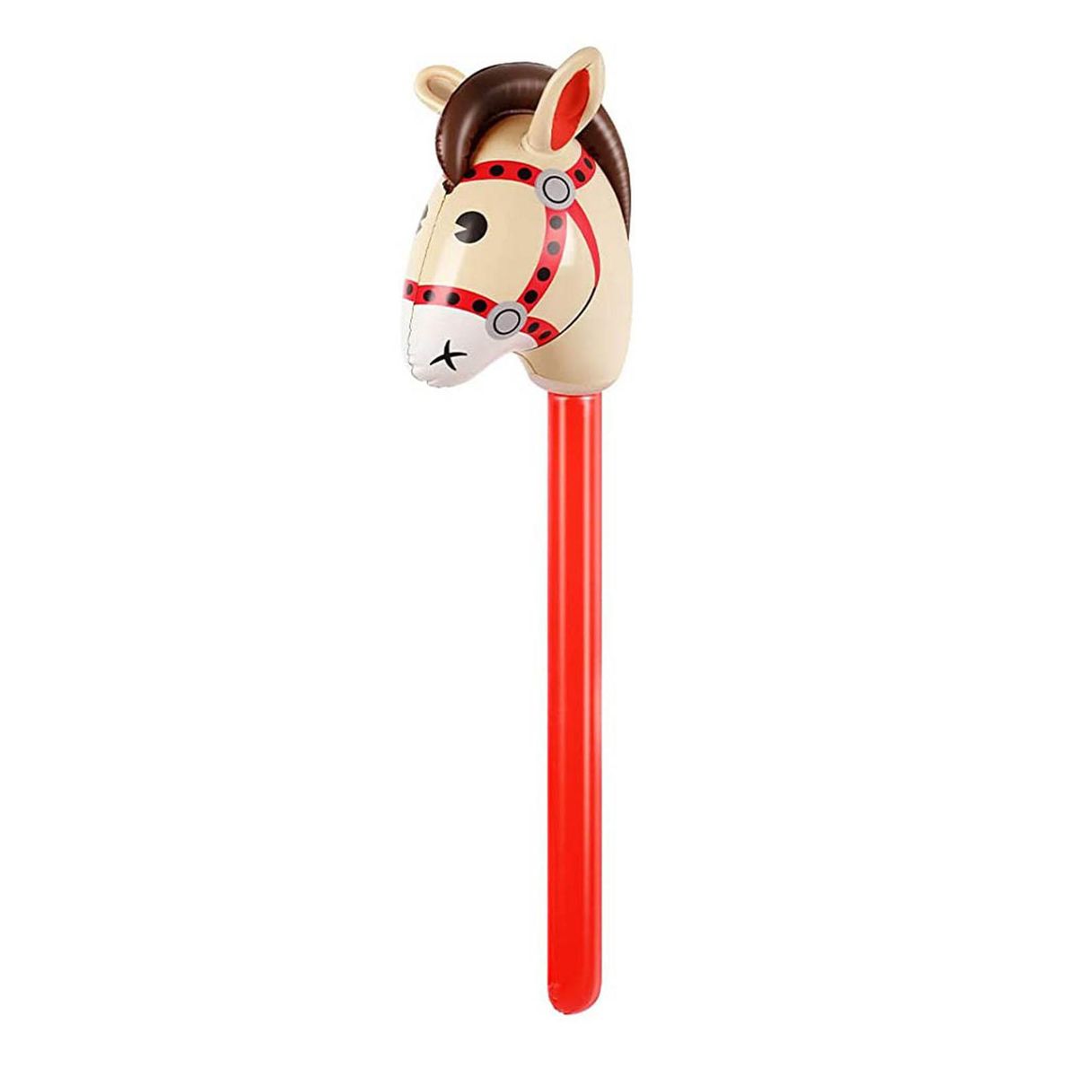 Inflatable Stick Horse Head Riding Game Ballon Stick Red