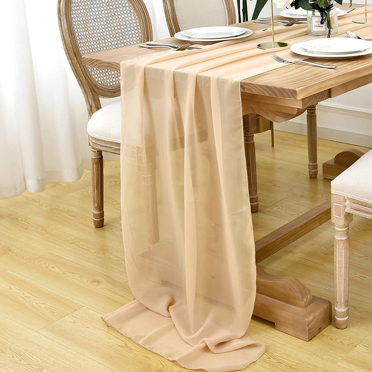 10ft Wedding Chiffon Table Runner Flowing Romantic Dusty Table Runner Sheer Bridal Party Shower Decorations Blue Gray