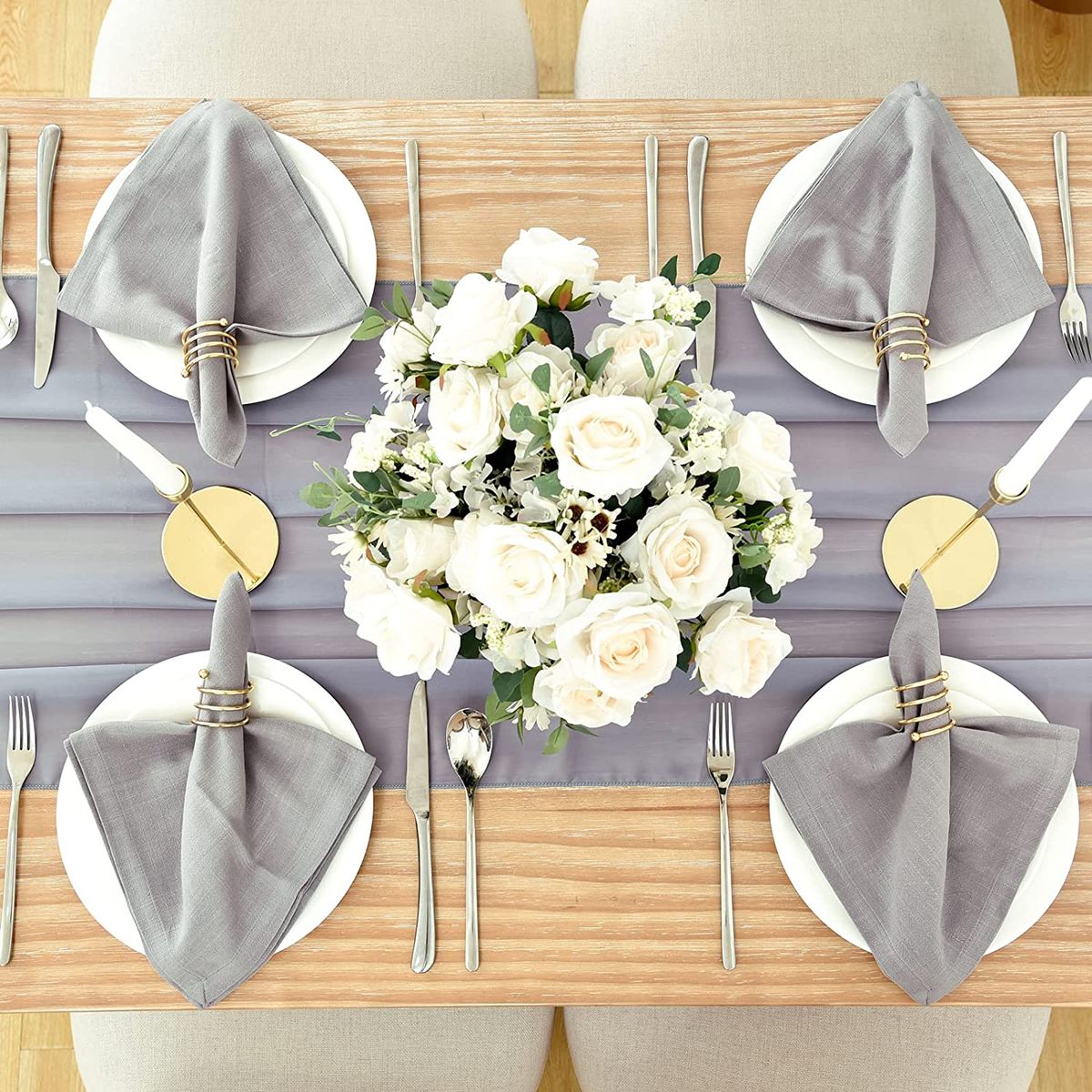 10ft Wedding Chiffon Table Runner Flowing Romantic Dusty Table Runner Sheer Bridal Party Shower Decorations Blue Gray