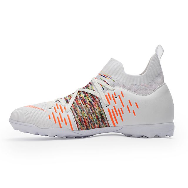 High Ankle Soccer Shoes Outdoor Non_Slip AG/TF Football Boots Kids Boys Ultralight Soccer Cleats Sneakers Large Size 32_47(#whiteorange699 TF)