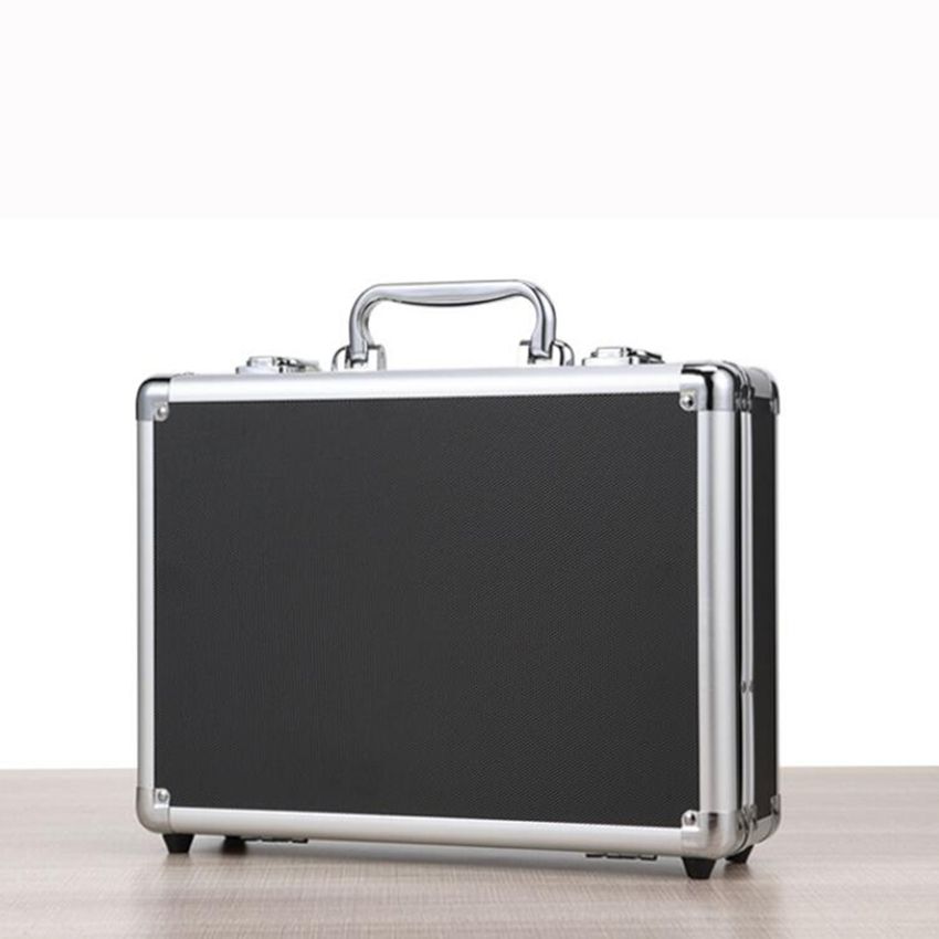 Aluminum Hard Case Briefcase Silver Black Tool Box