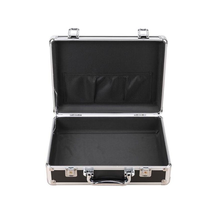 Aluminum Hard Case Briefcase Silver Black Tool Box