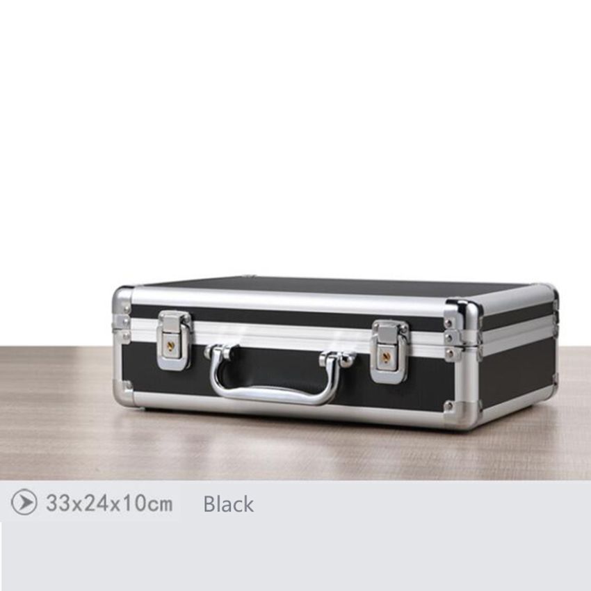 Aluminum Hard Case Briefcase Silver Black Tool Box
