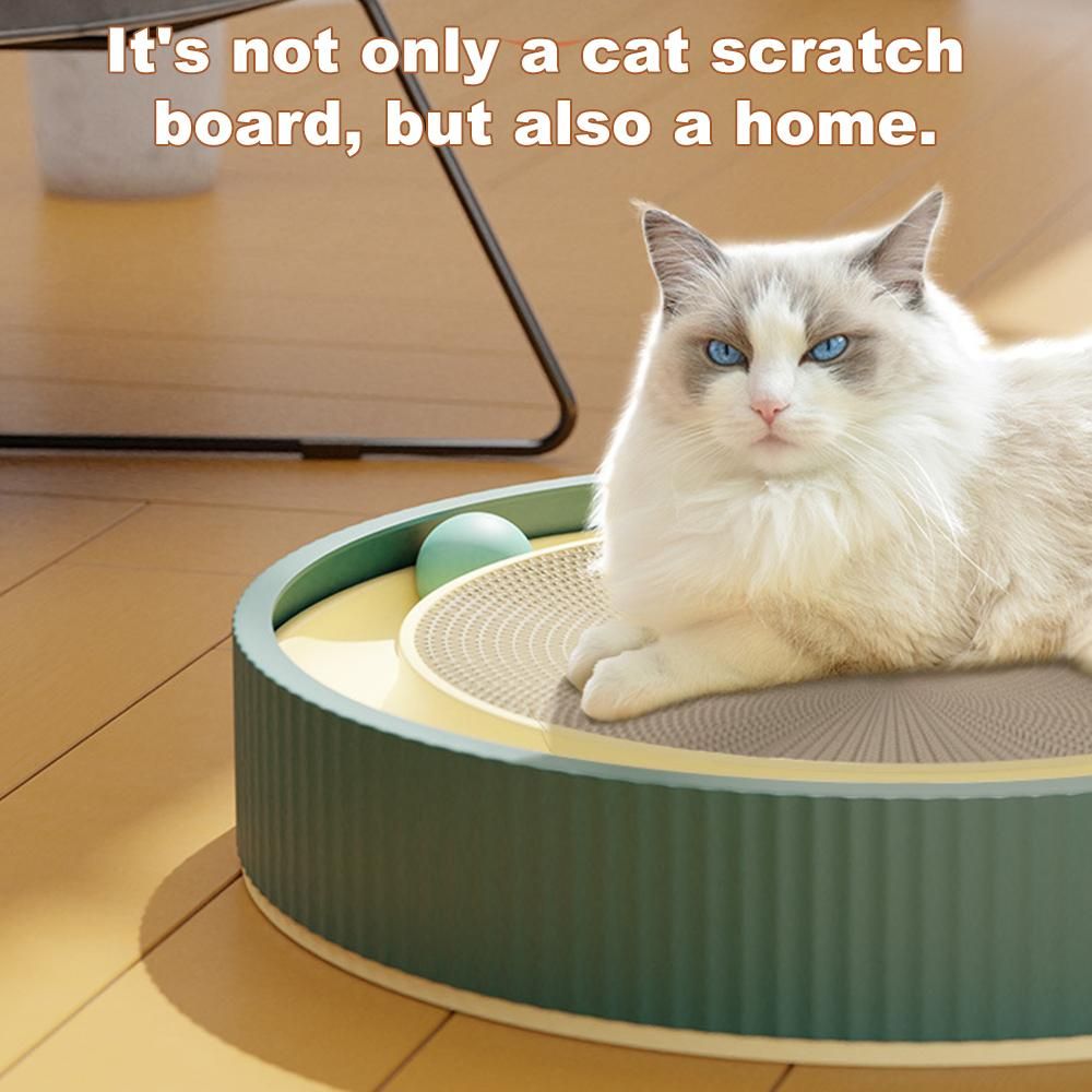 Cat Scratcher Board 3 in 1 Round Scratching Pad Nest with Toy Balls for Indoor Cats   Grinding Claws and Playing