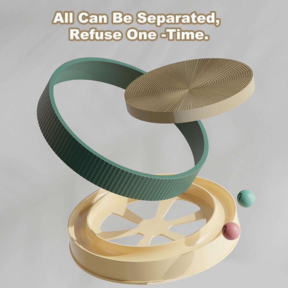 Cat Scratcher Board 3 in 1 Round Scratching Pad Nest with Toy Balls for Indoor Cats   Grinding Claws and Playing