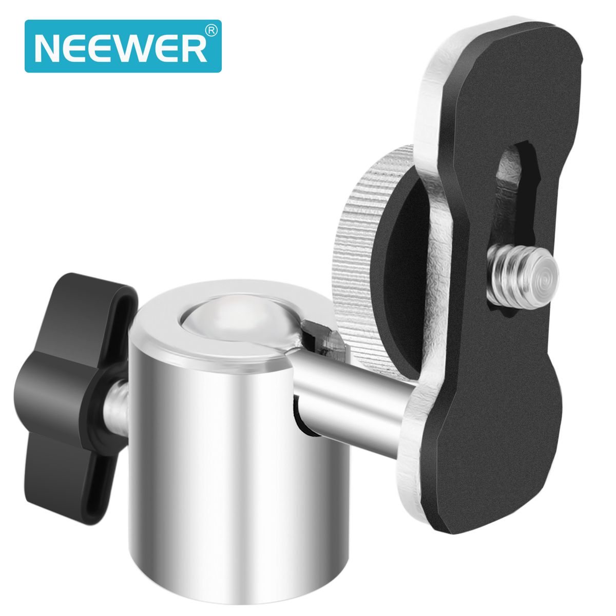 Video Camera Digital Recorder Adapter With Mini Ball Head-360 Degree Pan And 180 Degree Tilt Movement For Connecting 1/4-inch Thread Camera, Camcorder, Recorder With 5/8-inch Mic Stand Or Boom