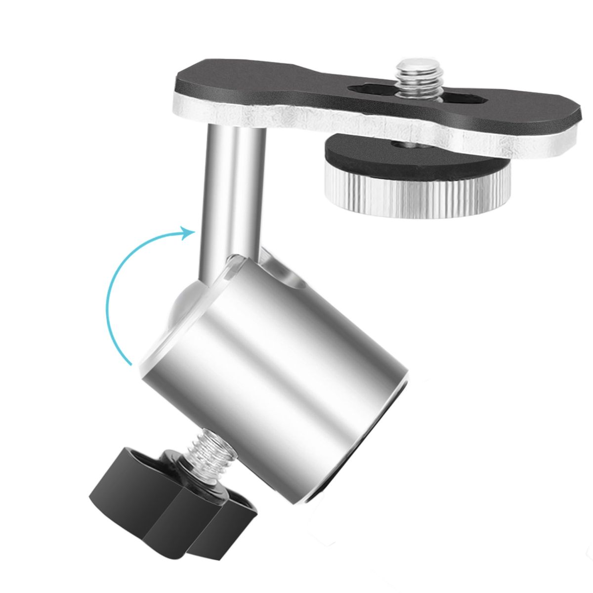 Video Camera Digital Recorder Adapter With Mini Ball Head-360 Degree Pan And 180 Degree Tilt Movement For Connecting 1/4-inch Thread Camera, Camcorder, Recorder With 5/8-inch Mic Stand Or Boom