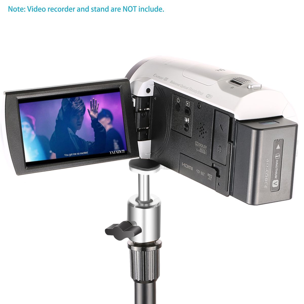 Video Camera Digital Recorder Adapter With Mini Ball Head-360 Degree Pan And 180 Degree Tilt Movement For Connecting 1/4-inch Thread Camera, Camcorder, Recorder With 5/8-inch Mic Stand Or Boom