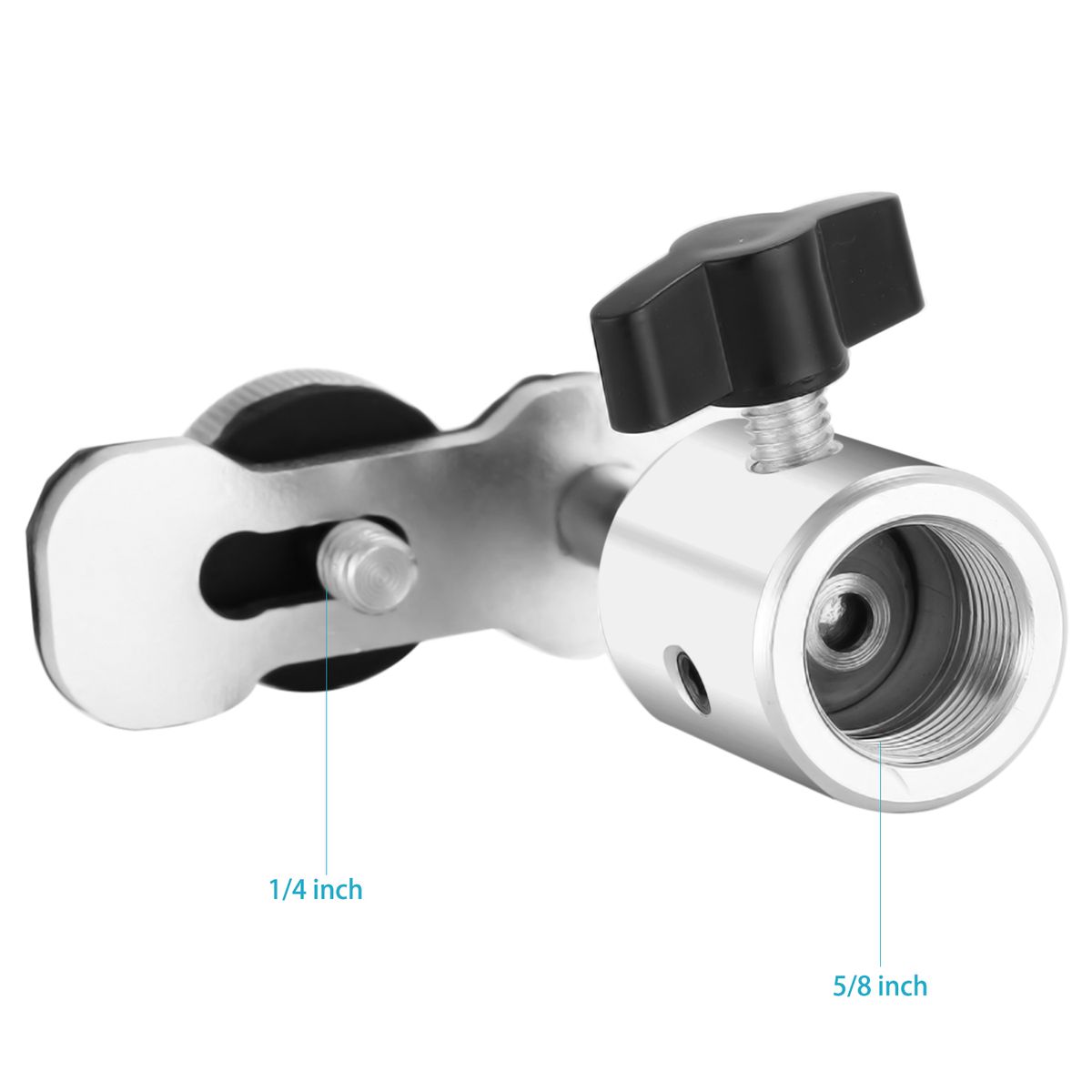 Video Camera Digital Recorder Adapter With Mini Ball Head-360 Degree Pan And 180 Degree Tilt Movement For Connecting 1/4-inch Thread Camera, Camcorder, Recorder With 5/8-inch Mic Stand Or Boom