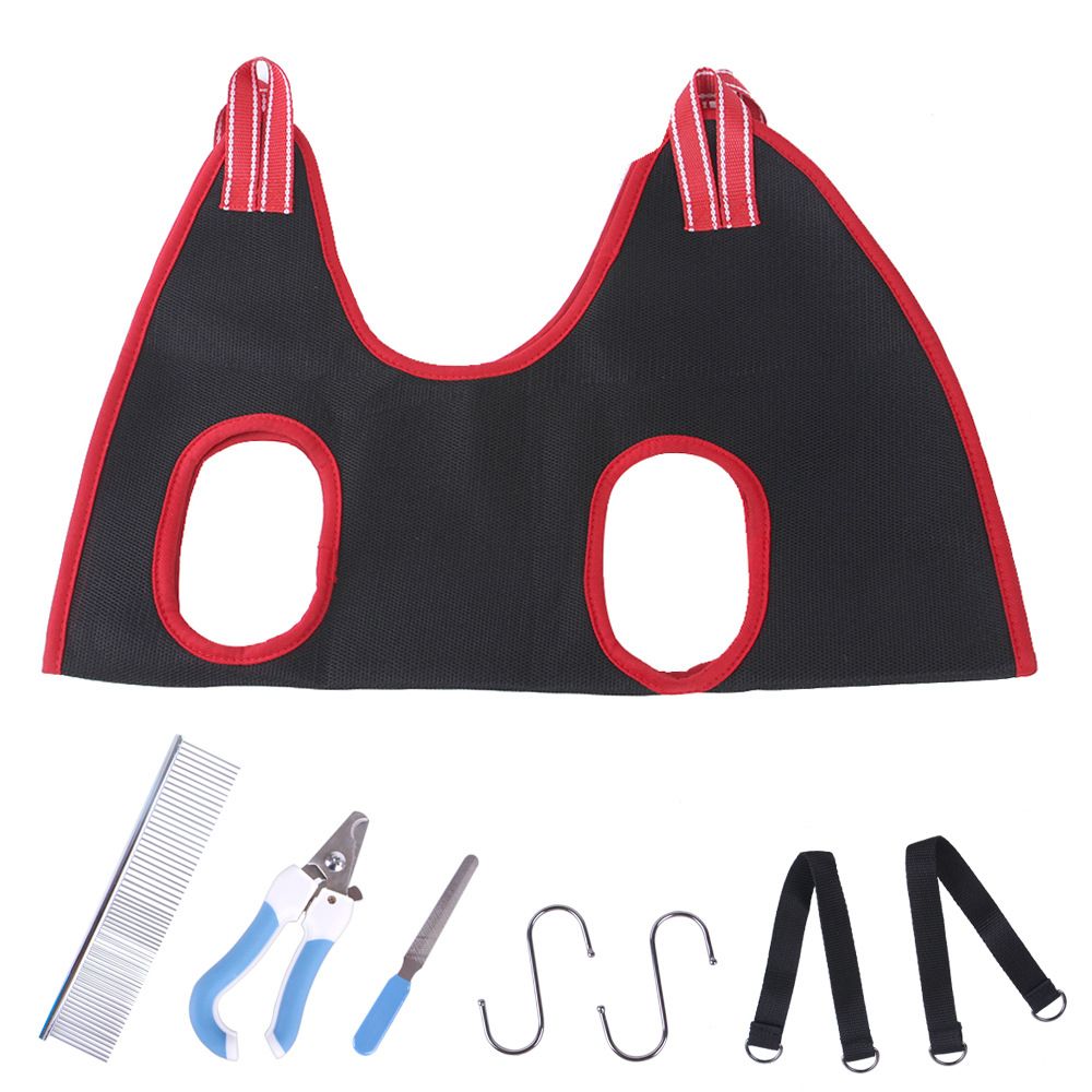 Puppy Dogs Cat Grooming Hammock Harness Dog Hammock Restraint Bag With Nail Clippers/Trimmer Nail File Ear/Eye Care Pet Supplies-Black Set